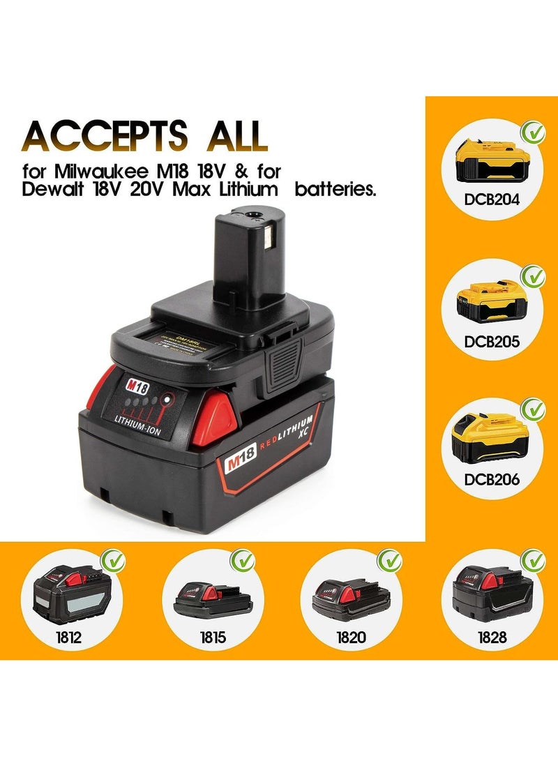 Zikra DM18RL Battery Adapter Converter with USB for Roybi 18V Tools, Compatible for Dewalt 20V and for Milwaukee M18 Battery Convert to Ryobi 18V Lithium-ion Battery P108 ABP1801 RB18L20 - Image 3