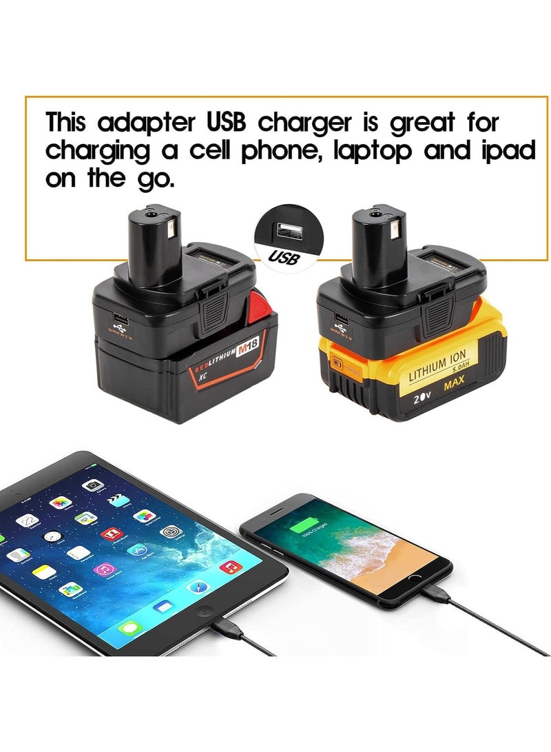 Zikra DM18RL Battery Adapter Converter with USB for Roybi 18V Tools, Compatible for Dewalt 20V and for Milwaukee M18 Battery Convert to Ryobi 18V Lithium-ion Battery P108 ABP1801 RB18L20 - Image 5
