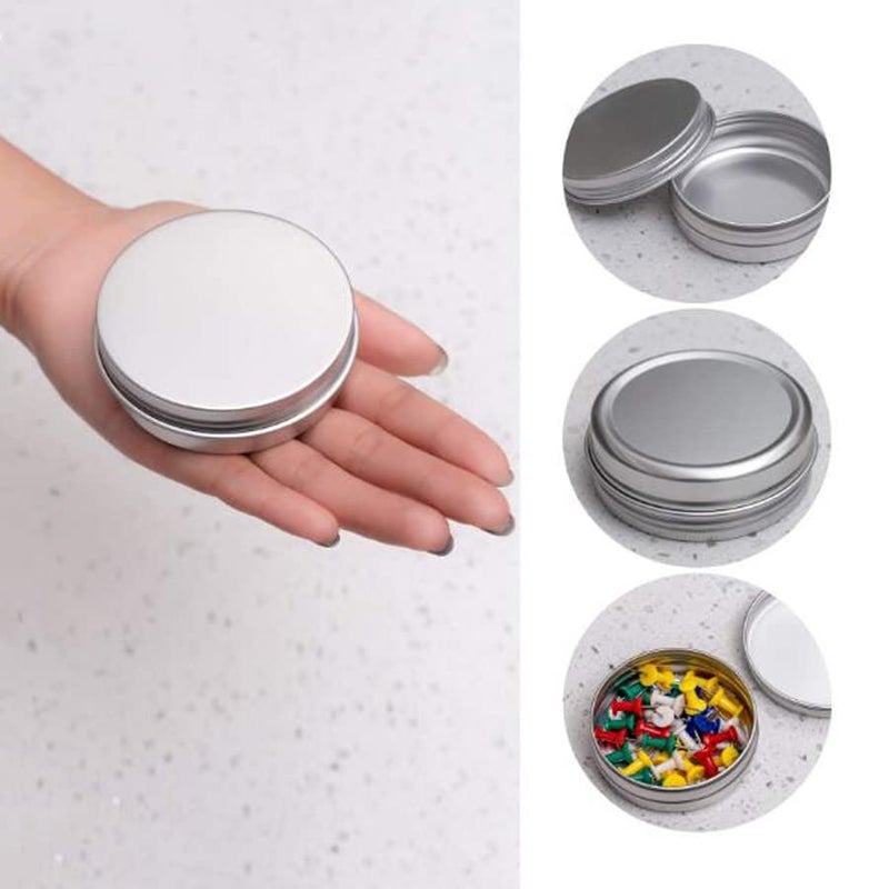 erioctry ericotry 12 pcs of 2 Oz/ 60 ML Silver Aluminum Tins Empty Slip Slide Round Containers with Tight Sealed Twist Screwtop Cover for Powder Lip Balm Lotion Make Up Eye Shadow Cream - Image 3