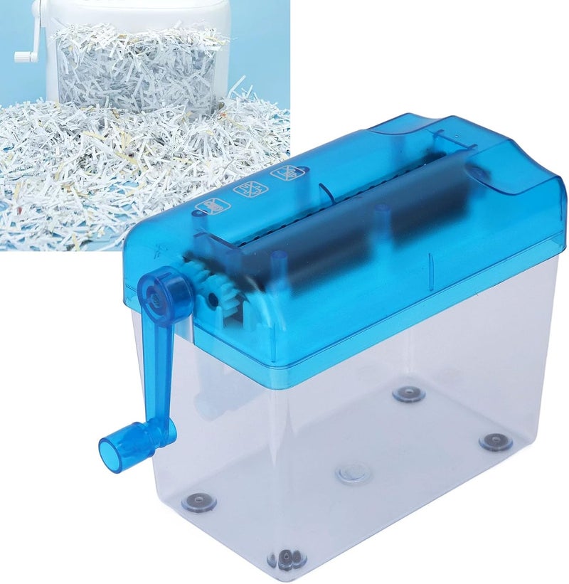 Manual Shredder with Handle Strip Cut 1L Plastic Box with 4 Non Slip Pads for Shred Paper Receipts and Important Files - Image 3