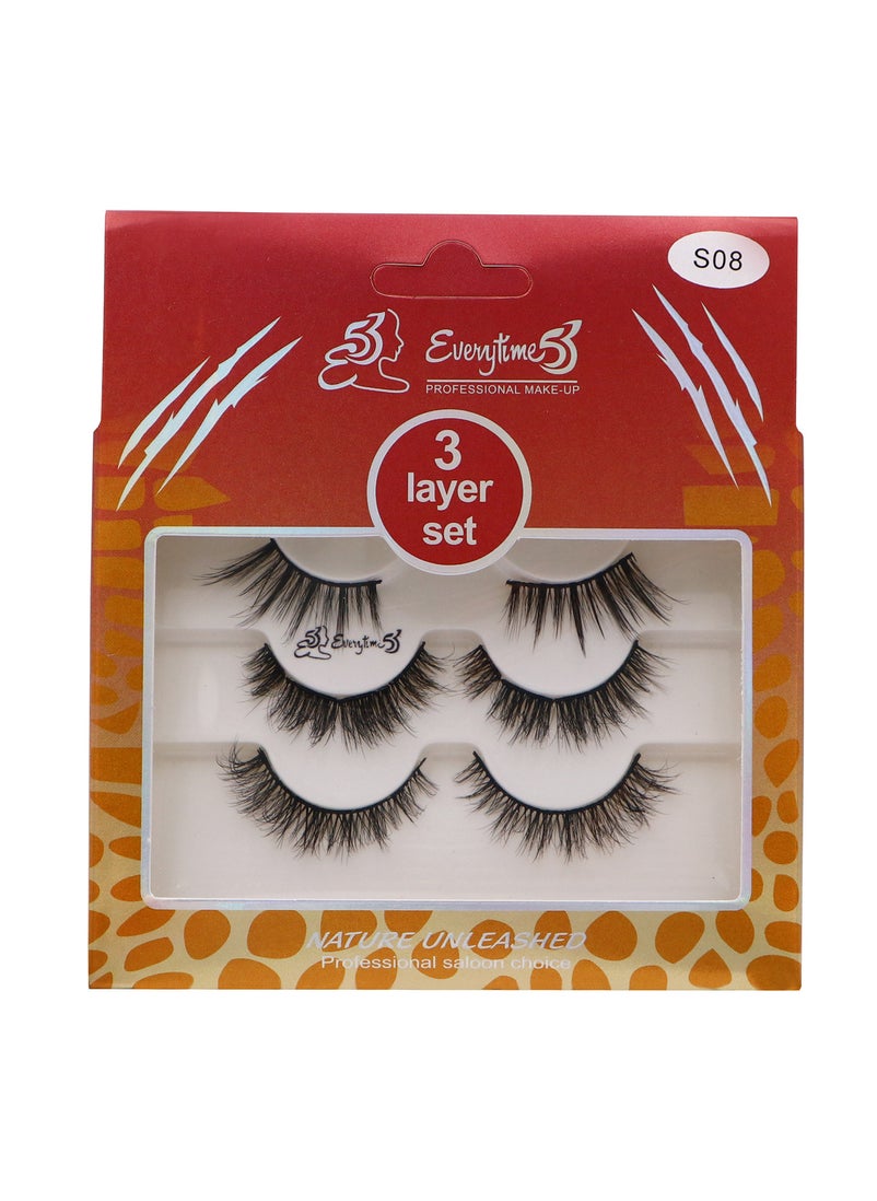 Everytime53 Everytime53 Women's 3 Layer Set Eye Lashes - S08  - Image 1