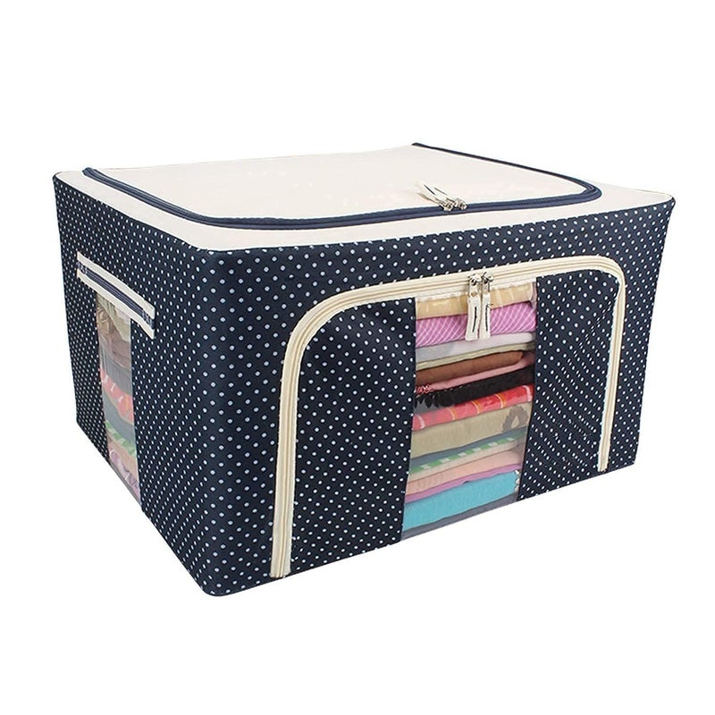 GETZET GETZET 100L Folding Large Capacity Living Box Storage Boxes For Dress Shirt Blankets Books Clothes Towels Saree Kids Toy Organizer Steel Frame Window Waterproof Bag Multicolor - Image 1