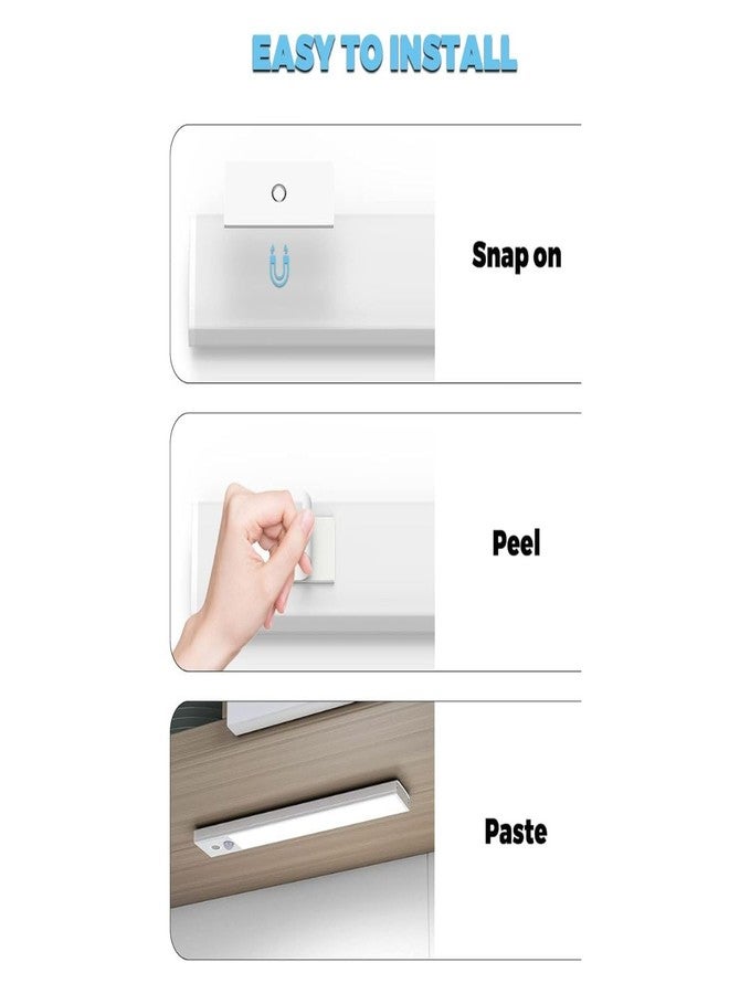 Orgner Wireless Motion Sensor Under Cabinet LED Light USB Rechargeable 3 Color Options Sleek 20cm Size Ideal for Lighting Wardrobes Kitchens Stairs Cupboards Drawers and Home Interiors - Image 4