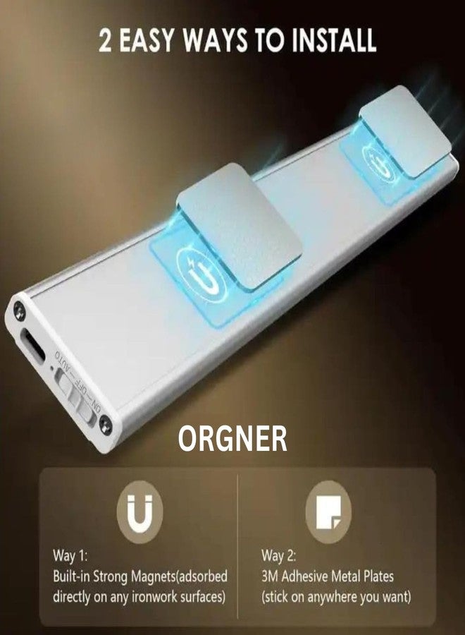 Orgner Wireless Motion Sensor Under Cabinet LED Light USB Rechargeable 3 Color Options Sleek 20cm Size Ideal for Lighting Wardrobes Kitchens Stairs Cupboards Drawers and Home Interiors - Image 2