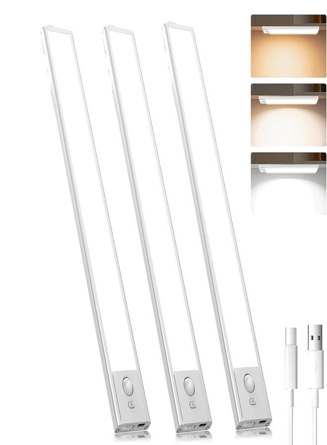 Orgner Wireless Motion Sensor Under Cabinet LED Light USB Rechargeable 3 Color Options Sleek 20cm Size Ideal for Lighting Wardrobes Kitchens Stairs Cupboards Drawers and Home Interiors - Image 1