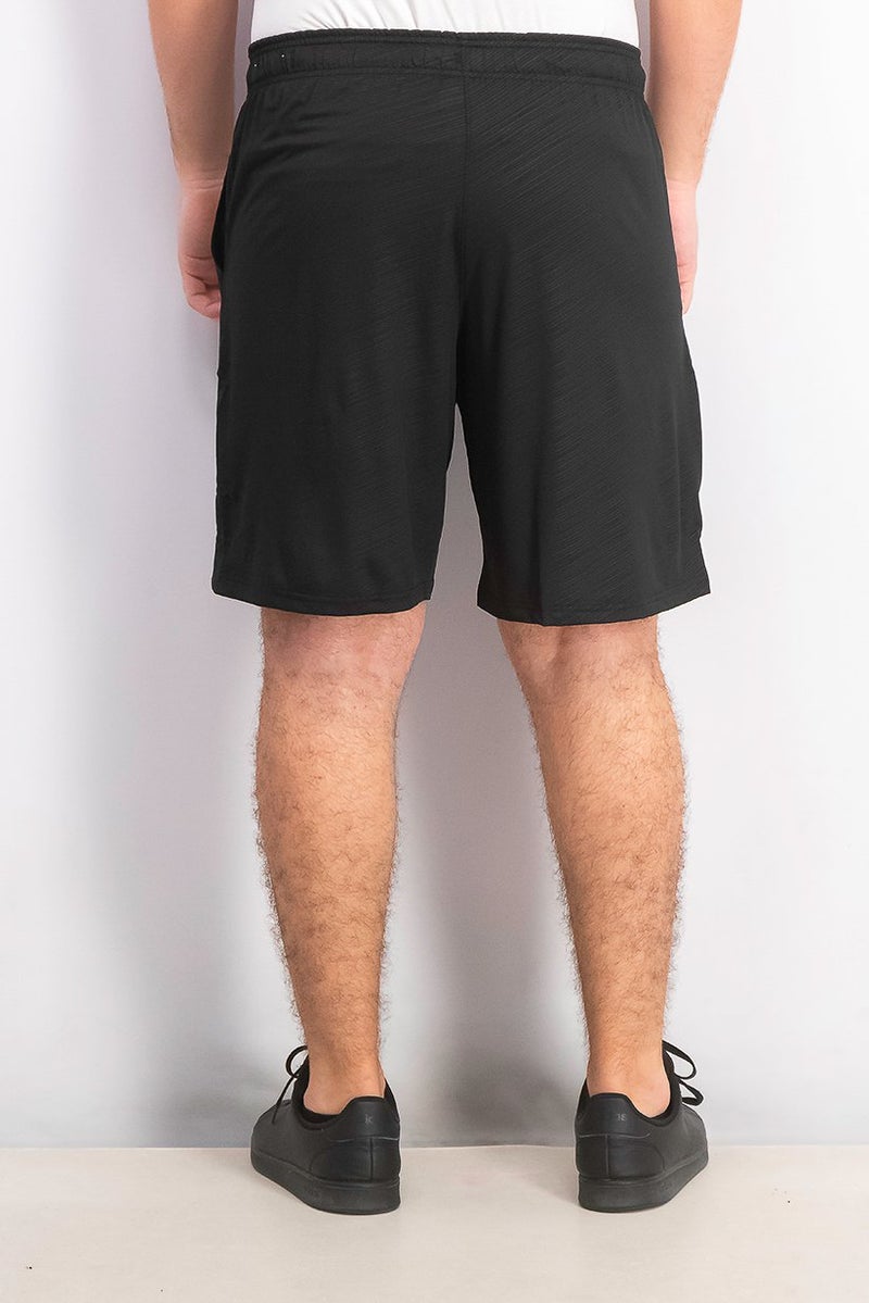 90 Degree Men Printed Drawstring Pull,on Shorts, Embossed Black - Image 3