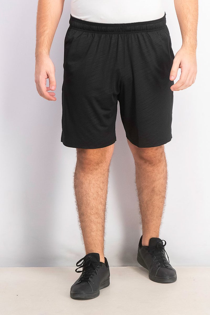 90 Degree Men Printed Drawstring Pull,on Shorts, Embossed Black - Image 1