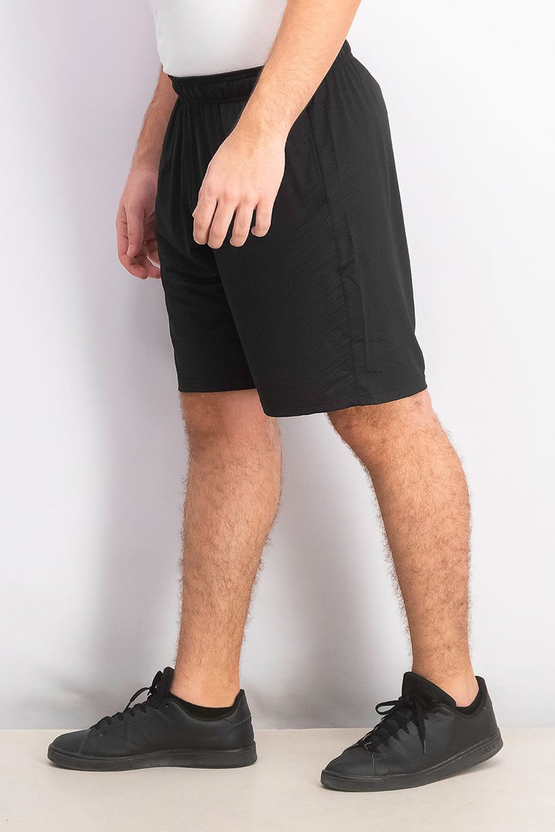 90 Degree Men Printed Drawstring Pull,on Shorts, Embossed Black - Image 4