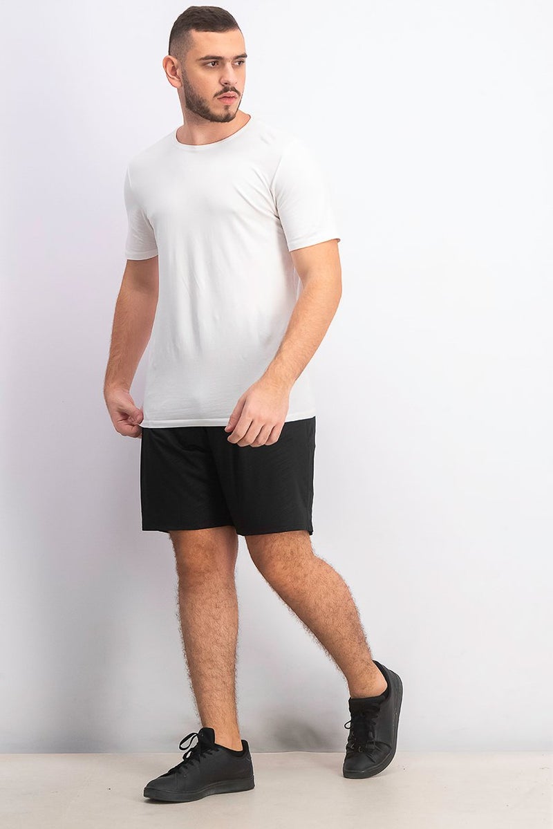 90 Degree Men Printed Drawstring Pull,on Shorts, Embossed Black - Image 2