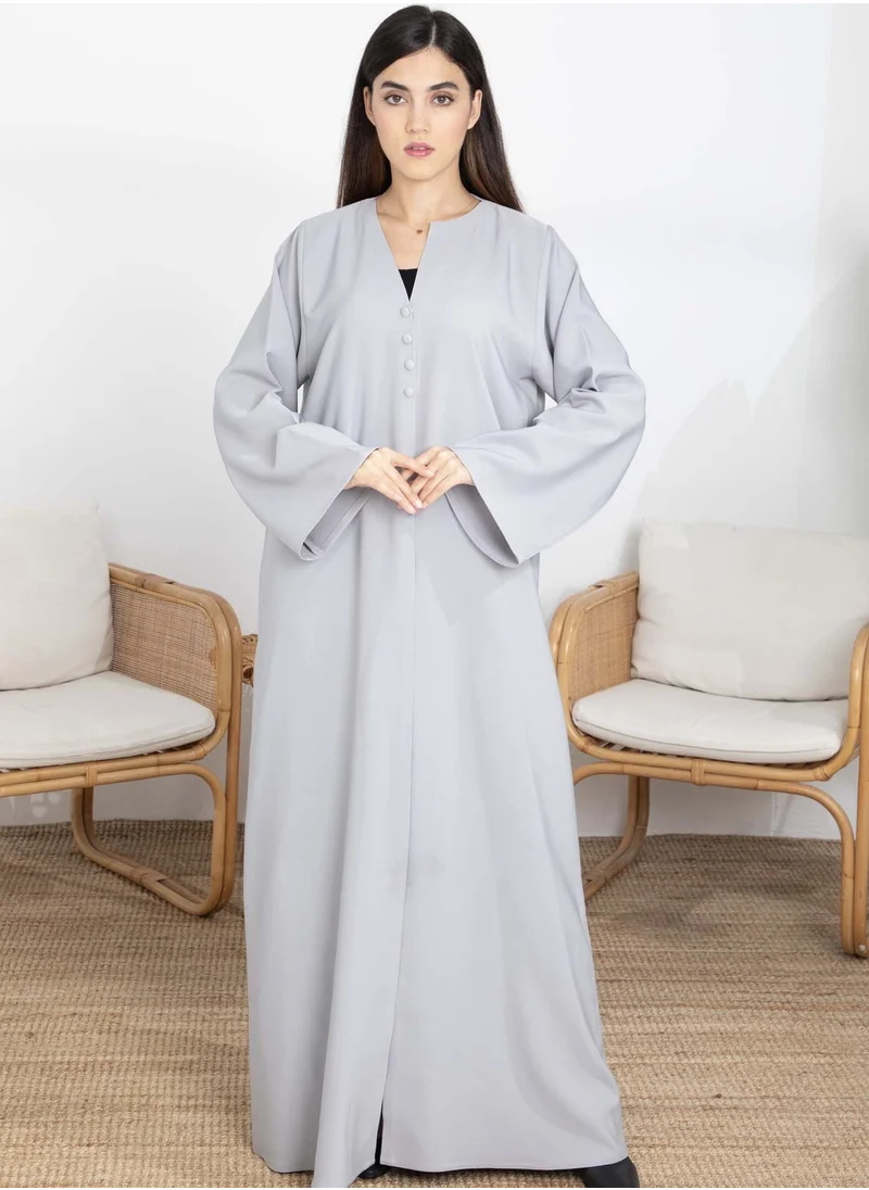 MSquare Fashion Grey Barbie Crepe Abaya with  Sheila