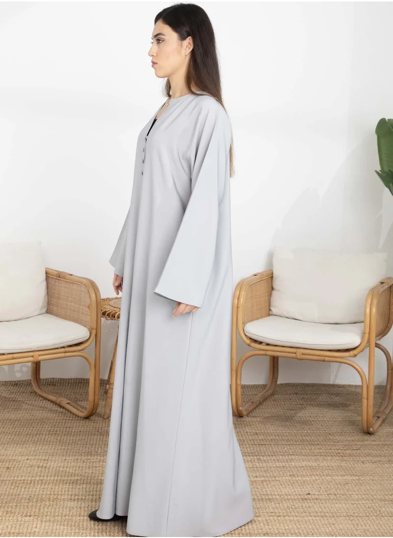 MSquare Fashion Grey Barbie Crepe Abaya with  Sheila