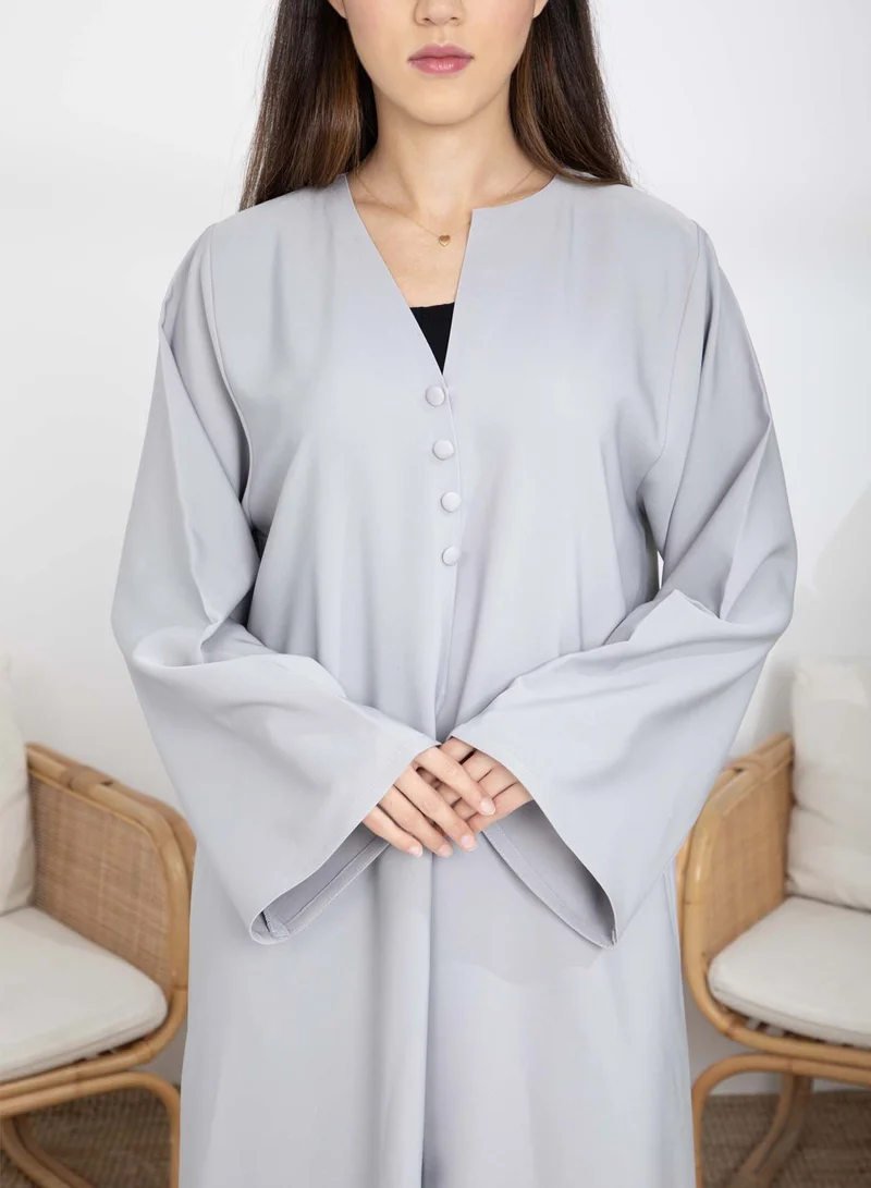 MSquare Fashion Grey Barbie Crepe Abaya with  Sheila