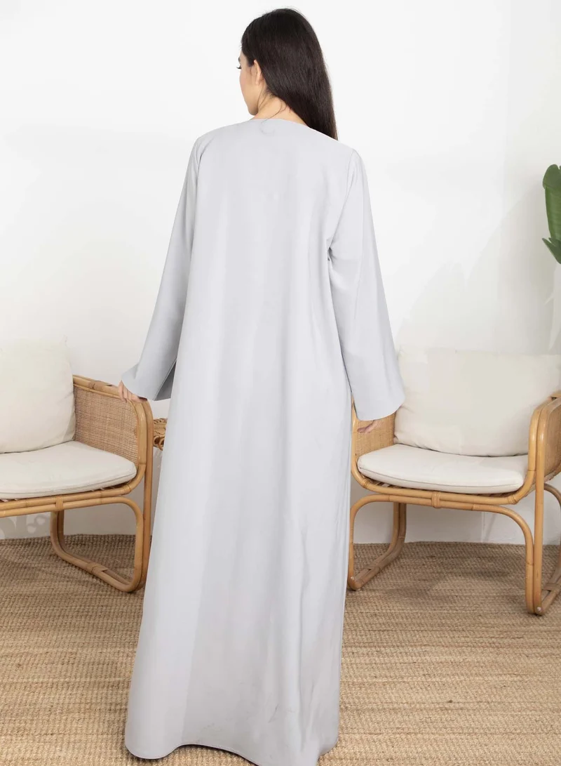 MSquare Fashion Grey Barbie Crepe Abaya with  Sheila