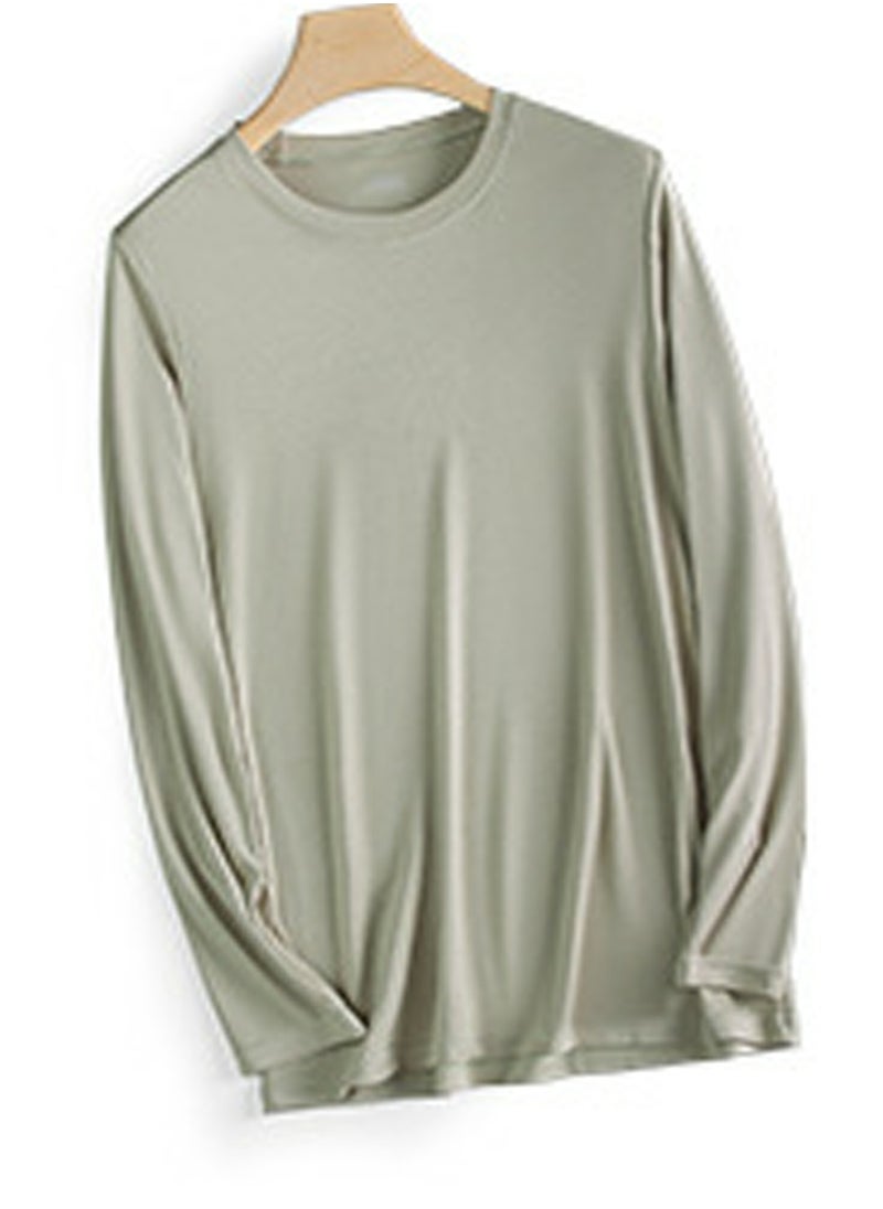 Loquat - Mens Solid Color Soft Crew-Neck Thermal Underwear Shirt Cold Weather Base Layer,Long Sleeve T-Shirt Olive Green - Image 1