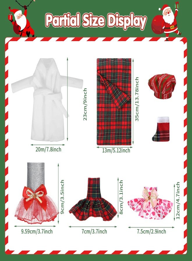 Jerify 24 Pcs Christmas Doll Accessories Set Include Skirts White Bathrobe Plaid Sleeping Bag Fluffy Vest Scarf Stockings Eye Mask Glasses Kitchen Apron and Hat for Christmas Doll Outfit - Image 2