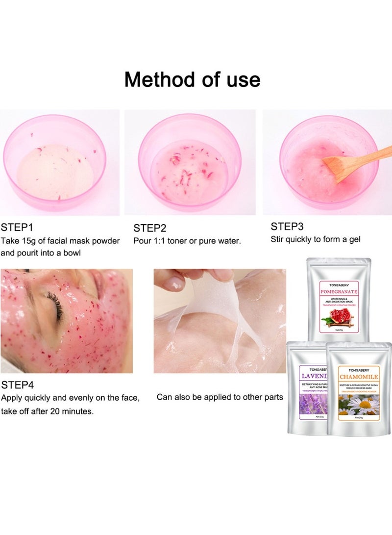 TONISABERY Chamomile Peel Off Face Mask Powder Soothes Repair Skin and Reduce Redness Facial Mask Transparent Hydrating Moisturizing Facial Mask Powder for Men and Women 20g - Image 5
