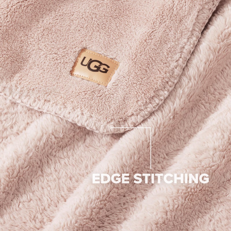 UGG Whitecap Full/Queen Blanket, Fleece Fluffy Blanket for Bed, Luxury Cozy Oversized Throw for Couch, Washable Hypoallergenic Queen Bedding, Cute Decor, 90" x 90", Quartz Pink - Image 5