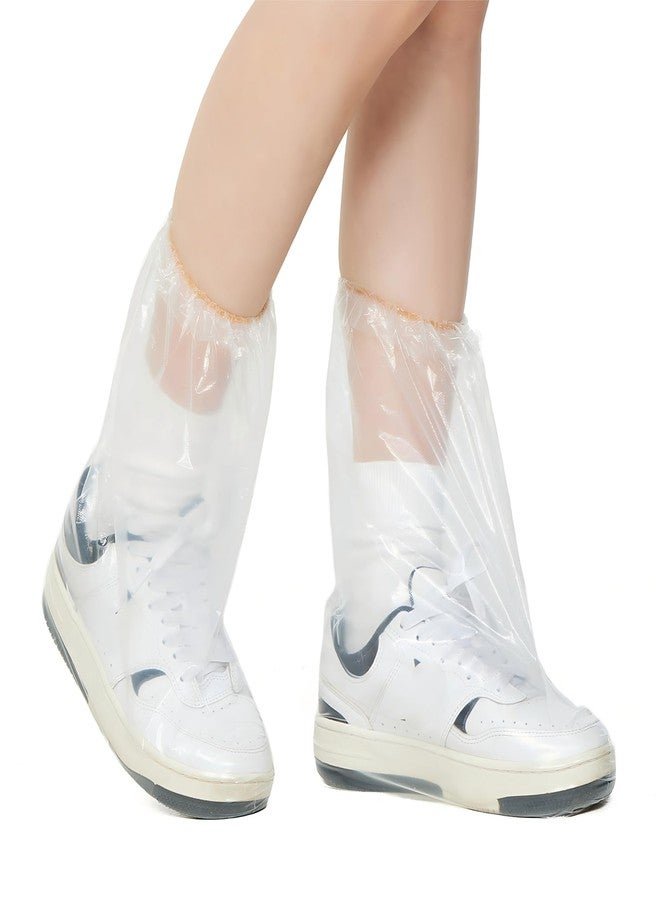 VRSHMB Disposable Waterproof Shoe Covers for Rain, 10 Pairs of Clear Durable Non-Slip Plastic Rain Boot Covers for Men & Women for Use in Water Parks, Commuting and Travel (clear, adults) - Image 1