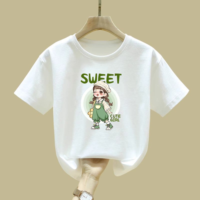 2528# Girls Cotton Short-sleeved T-shirt Autumn New Base Shirt Inner and Outer Wear Children's T-shirt Spring and Autumn Top T - Image 3