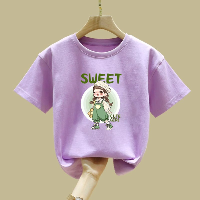 2528# Girls Cotton Short-sleeved T-shirt Autumn New Base Shirt Inner and Outer Wear Children's T-shirt Spring and Autumn Top T - Image 5