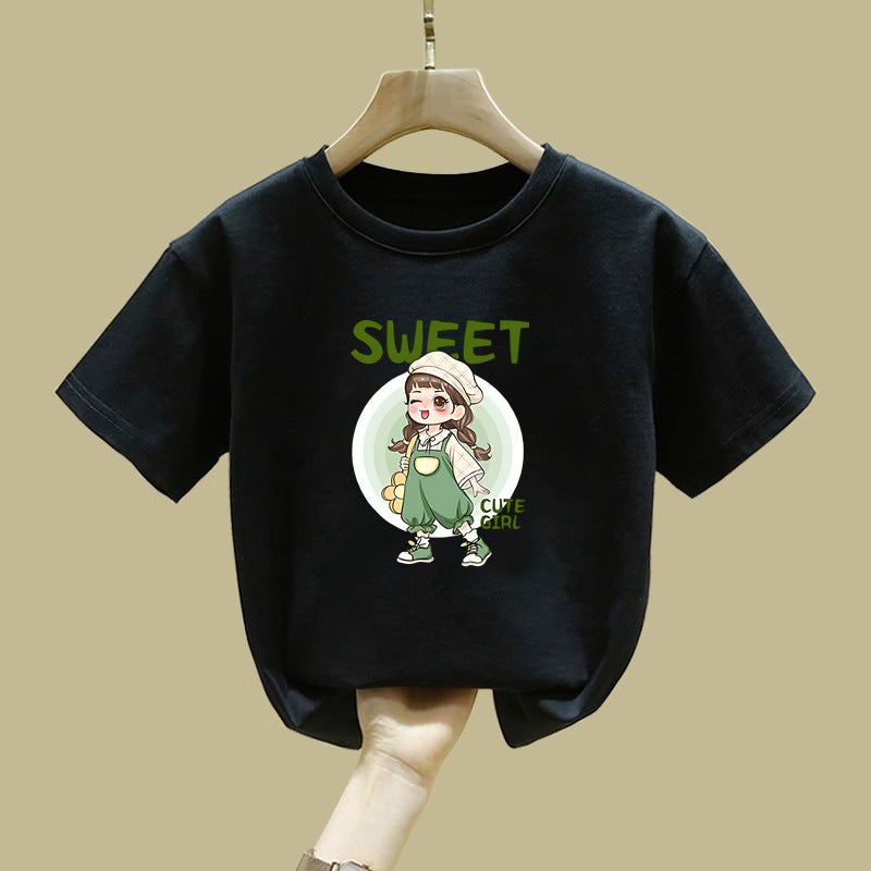 2528# Girls Cotton Short-sleeved T-shirt Autumn New Base Shirt Inner and Outer Wear Children's T-shirt Spring and Autumn Top T - Image 4