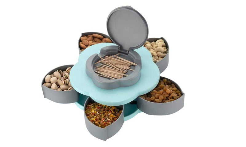 FUJINO Smart Candy Box Multi Sectional Snack Serving Container with Phone Holder Stylish Tableware Serving Rotating Tray for Dry Fruit Candy Chocolate SnacksPACK OF1  - Image 1