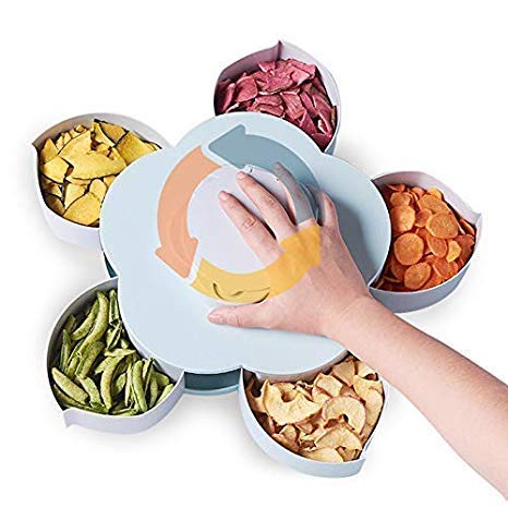 FUJINO Smart Candy Box Multi Sectional Snack Serving Container with Phone Holder Stylish Tableware Serving Rotating Tray for Dry Fruit Candy Chocolate SnacksPACK OF1  - Image 2
