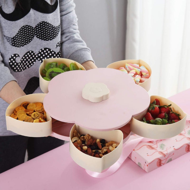 FUJINO Smart Candy Box Multi Sectional Snack Serving Container with Phone Holder Stylish Tableware Serving Rotating Tray for Dry Fruit Candy Chocolate SnacksPACK OF1  - Image 4