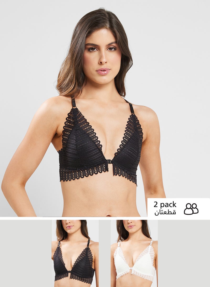 ELLA 2 Pack Lace Bra With Front Closure  - Image 1