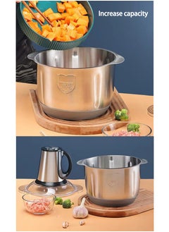 ET-LIFE 3-Speeds Electric Chopper, Meat Grinder, Food Processor, with 304 Stainless Steel Bowl, 5L, 500W, F32 Silver  - Image 3