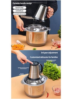 ET-LIFE 3-Speeds Electric Chopper, Meat Grinder, Food Processor, with 304 Stainless Steel Bowl, 5L, 500W, F32 Silver  - Image 2