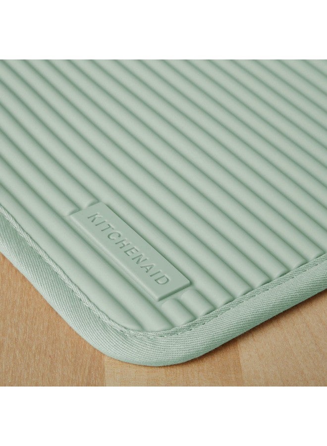 KitchenAid Ribbed Soft Silicone Pot Holder Set, Pistachio 7"x9" - Image 3