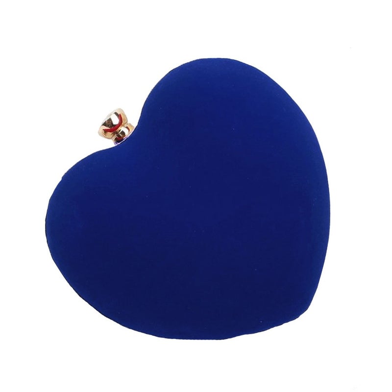 Reberomantic Reberomantic Heart Shaped Evening Purse Velvet Clutch Purse Solid Evening Bag, One Size Blue  - Image 5