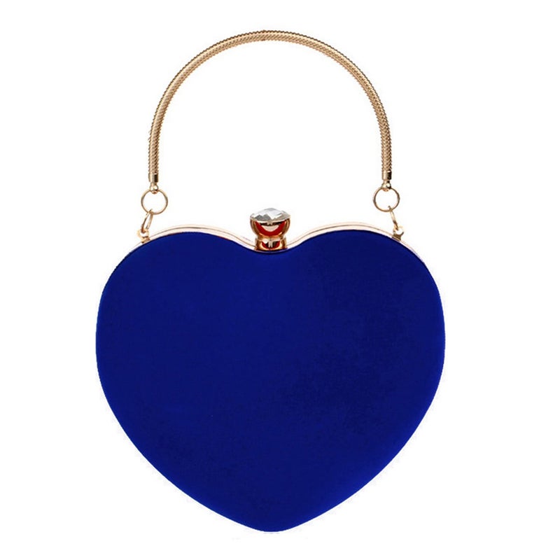 Reberomantic Reberomantic Heart Shaped Evening Purse Velvet Clutch Purse Solid Evening Bag, One Size Blue  - Image 2