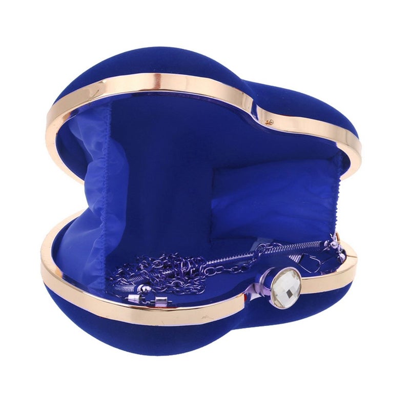 Reberomantic Reberomantic Heart Shaped Evening Purse Velvet Clutch Purse Solid Evening Bag, One Size Blue  - Image 3