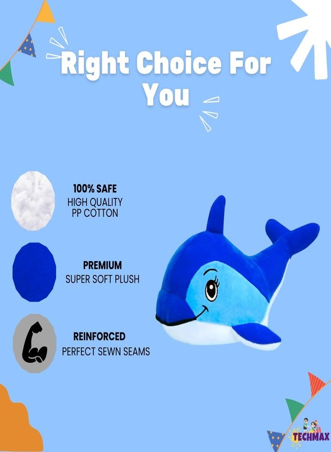 TechMax Solution Blue Dolphin Stuffed Animal Plush Toys Soft Lovely Stuff Dolls Plushes for Children Girls Gift Room Décor - Image 3
