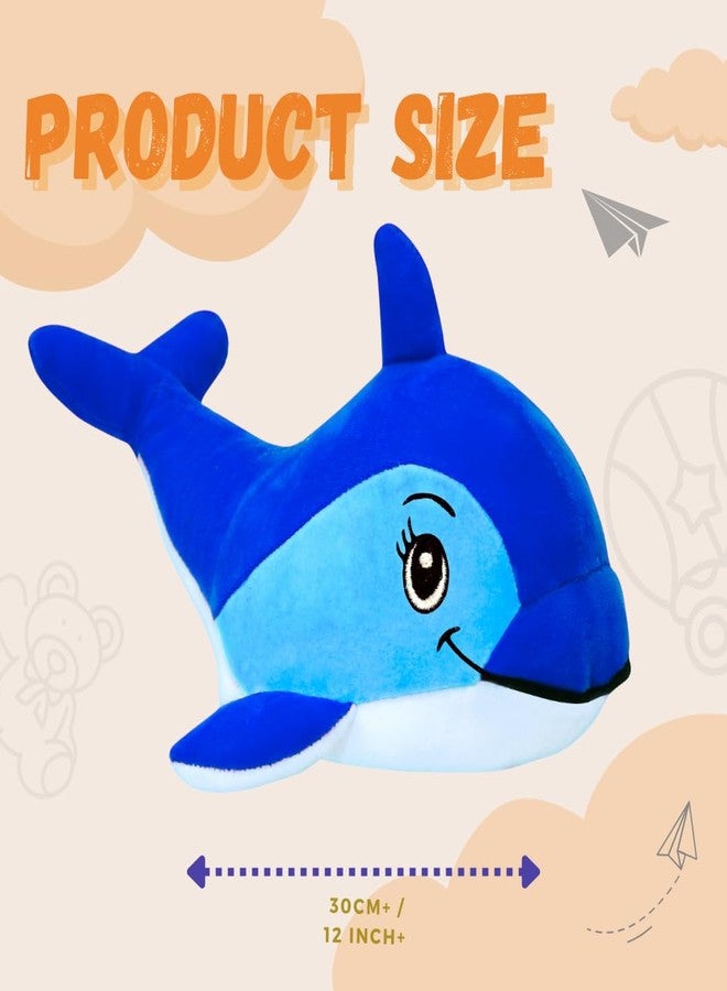 TechMax Solution Blue Dolphin Stuffed Animal Plush Toys Soft Lovely Stuff Dolls Plushes for Children Girls Gift Room Décor - Image 2