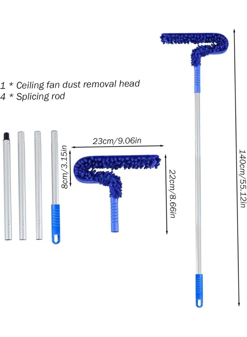 DubaiGallery Extendable Window Cleaning Squeegee with Microfiber Duster, 140cm Long Handle, 22cm Wide Head, Flexible Bendable Design for High Windows, Glass, Mirrors, Ceilings, and Hard-to-Reach Areas - Image 3