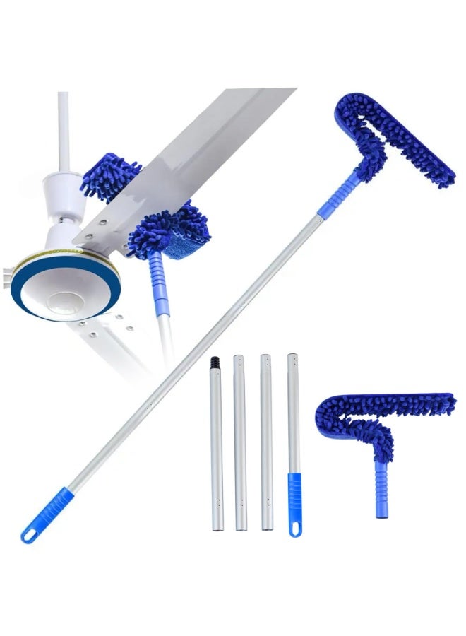 DubaiGallery Extendable Window Cleaning Squeegee with Microfiber Duster, 140cm Long Handle, 22cm Wide Head, Flexible Bendable Design for High Windows, Glass, Mirrors, Ceilings, and Hard-to-Reach Areas - Image 1