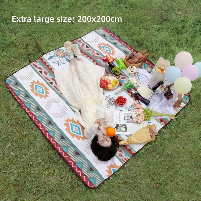 POSICHE Beach Blanket Extra Large Waterproof Picnic Mat for Camping, Hiking, Outdoor - Sand Proof, Thickened, Moisture-proof Floor Mat (Red) - Image 5