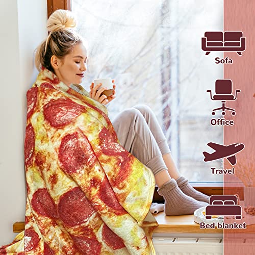 Bcareself Pizza Blanket Adult Kdis Size Double Sided Funny Realistic Food Personalized Throw Blanket Novelty Gift for Everyone 300 GSM Soft Flannel 60 inches Red - Image 4