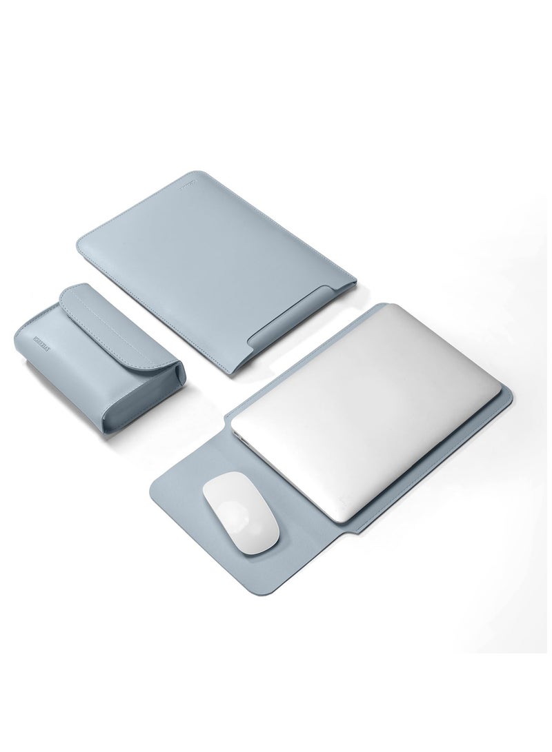 Excefore Laptop Sleeve Bag, Protective Laptop Sleeve Compatible with MacBook 12 inch, Polyester Vertical Case with Pocket, PU Bag with Small Case, Blue - Image 1