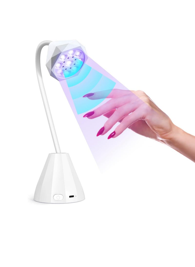 UV LED Nail Lamp with Sensor, 27W Mini Gel UV Light Nail Dryer for Gel Nails Polish Curing, Portable Small Manicure Dryer Flash Cure Light with Gooseneck for Salon Nail, Home Use, Travel - Image 1