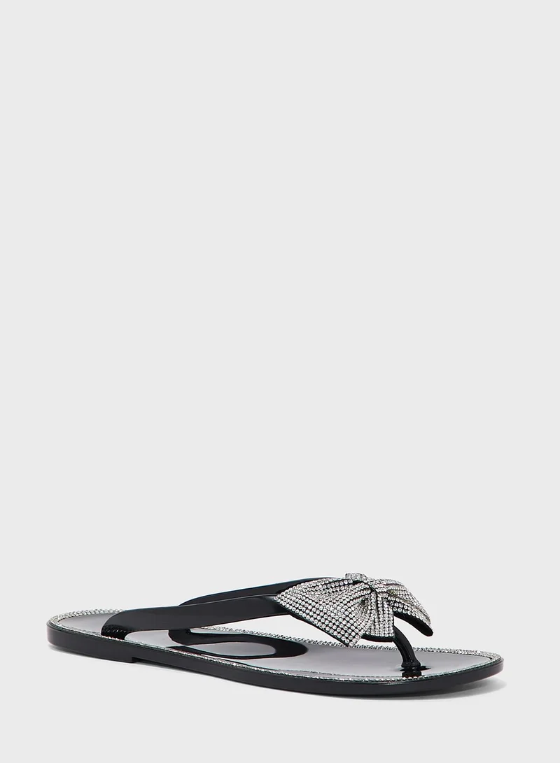 Truffle Diamante Butterfly Jelly Flat Sandal