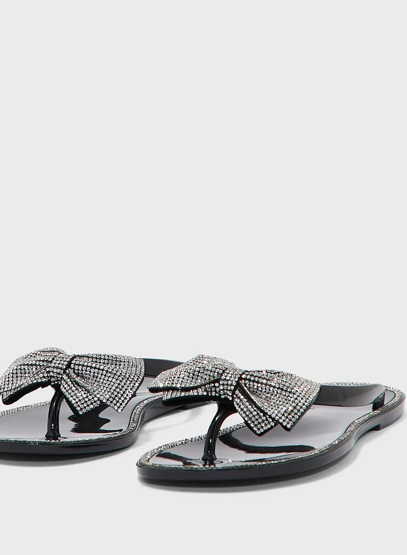 Truffle Diamante Butterfly Jelly Flat Sandal