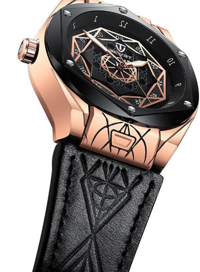 تيفيز ساعة يد بعقارب وسوار من الجلد طراز J3045RBB men - Image 3