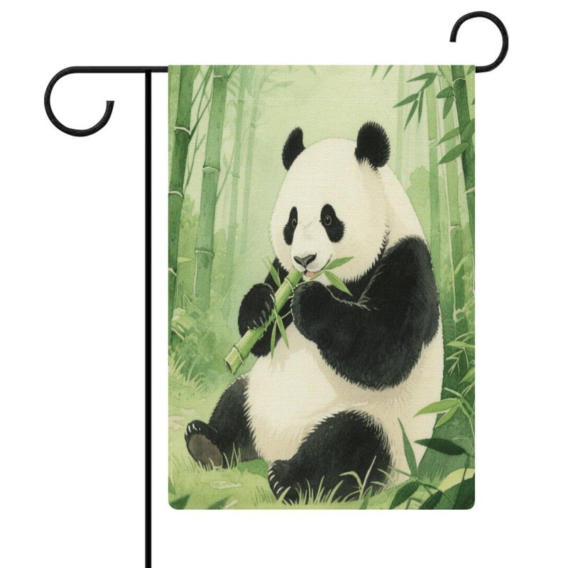 Double Sided Burlap Panda Garden Flag 18.5x12.6 Inch Outdoor Yard Decoration - Image 2