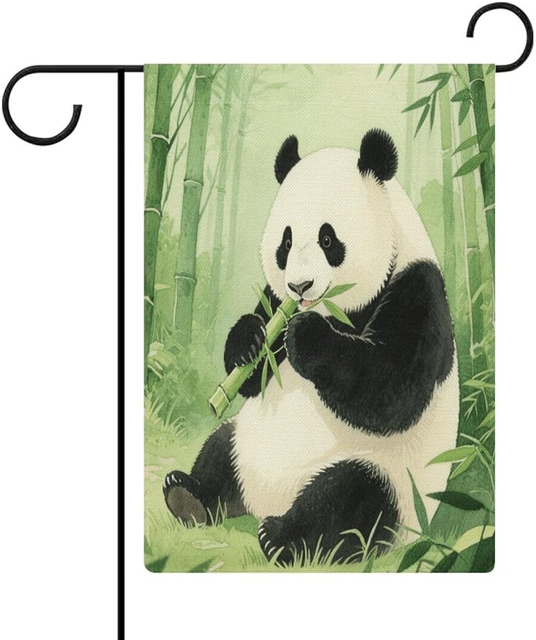 Double Sided Burlap Panda Garden Flag 18.5x12.6 Inch Outdoor Yard Decoration - Image 1