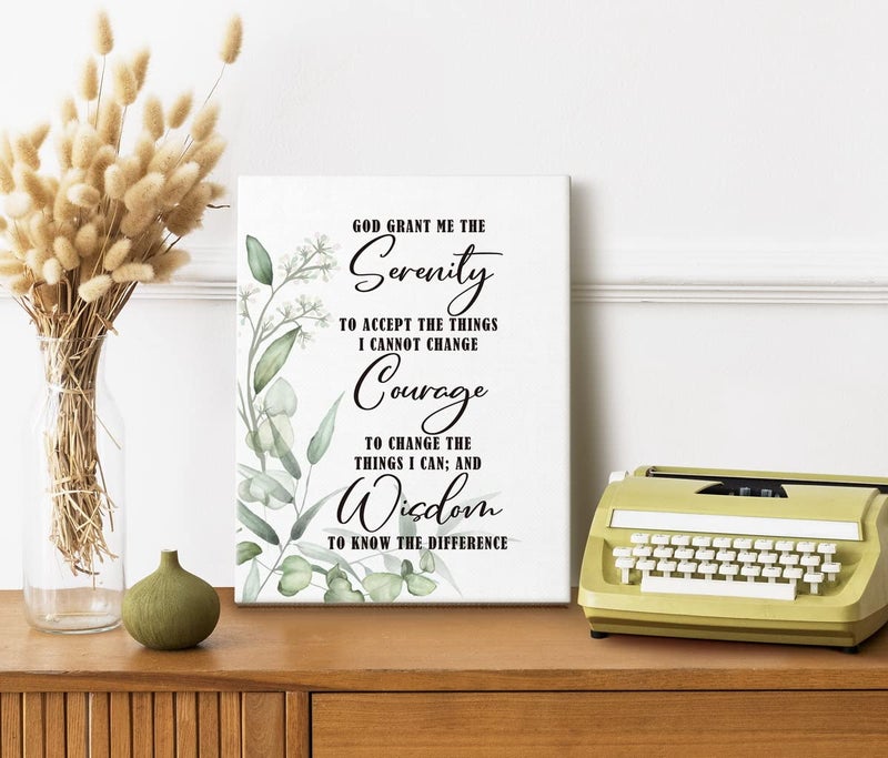 WKYAER Serenity Prayer Sign Canvas Wall Art Decor, Canvas Prints Poster Christian Wall Art for Living Room Bedroom Home Decor, God Grant Me The Serenity Wall Decor Framed, Gift for Christian Size 12x15 - Image 2