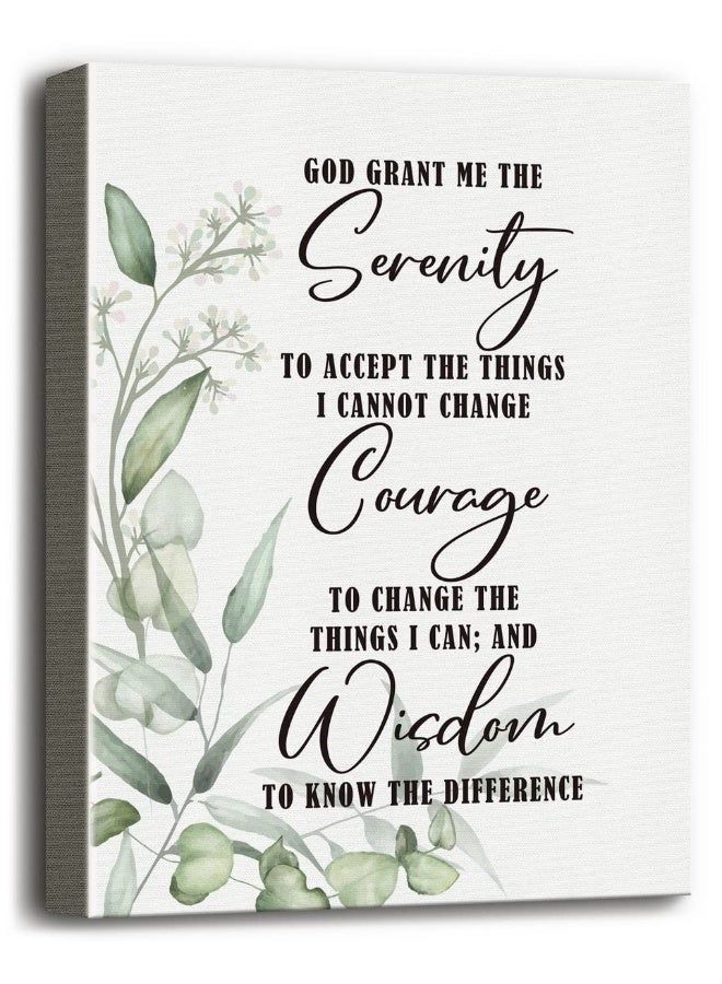 WKYAER Serenity Prayer Sign Canvas Wall Art Decor, Canvas Prints Poster Christian Wall Art for Living Room Bedroom Home Decor, God Grant Me The Serenity Wall Decor Framed, Gift for Christian Size 12x15 - Image 1